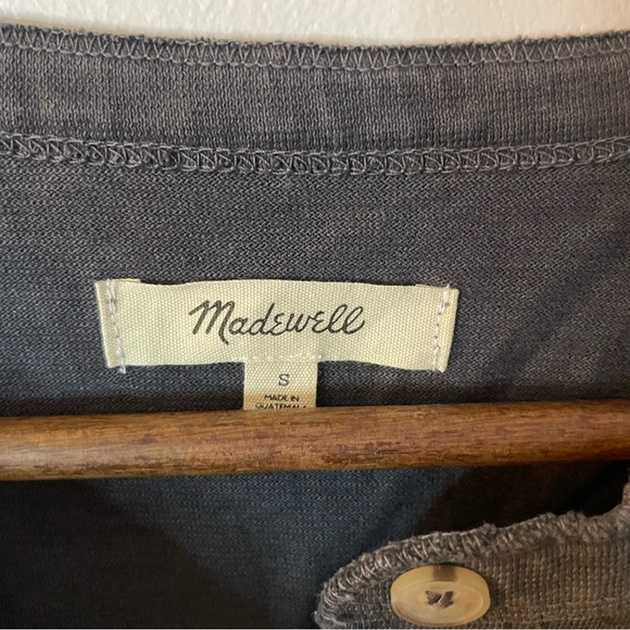 Madewell Dark Gray Short Sleeve Henley Shirt Small - Picture 3 of 5